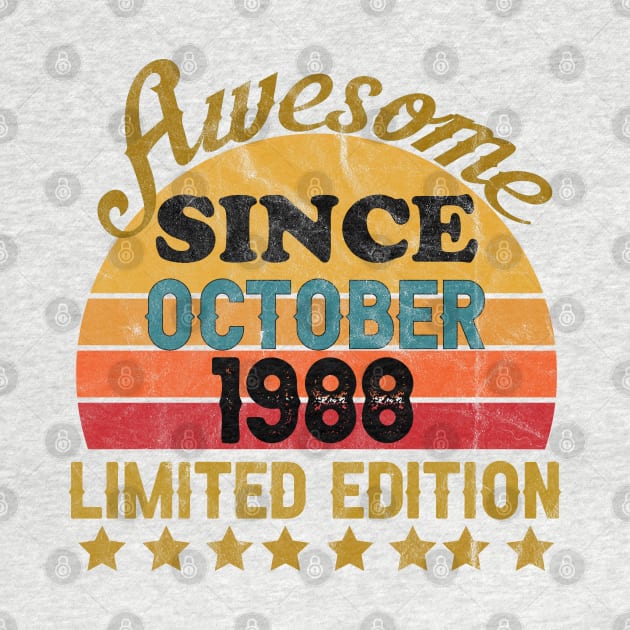 Awesome Since October 1988 33 Year Old 33th Birthday gift T-Shirt by yalp.play